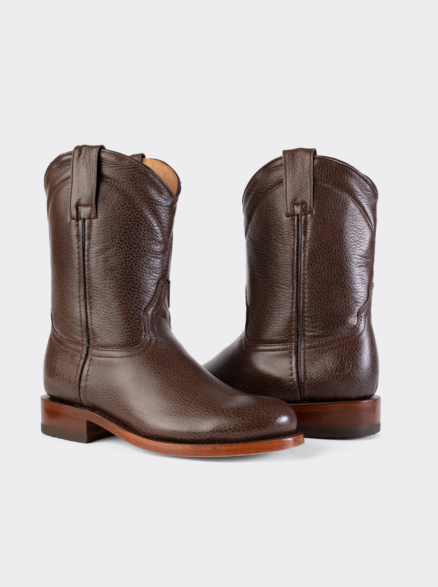 Bota Roper con Suela de Cuero Imitación Venado Batanado Café Estilo 1000