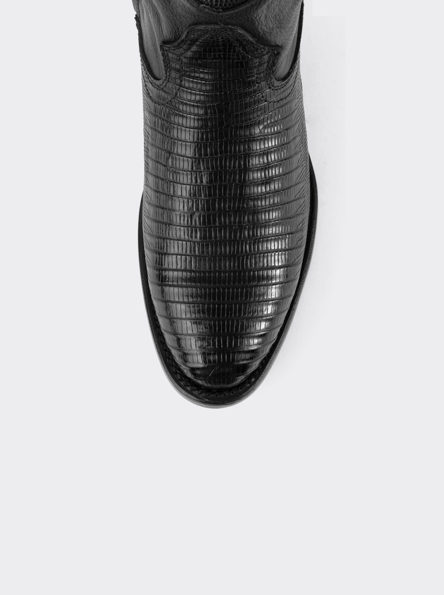 Bota Roper con Cierre y Suela de Cuero en Piel Genuina de Lizard Negro estilo 1006