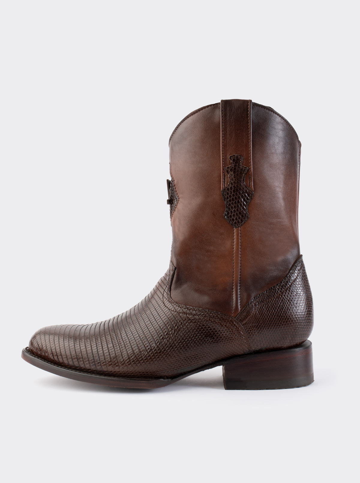 Bota Roper con Cierre y Suela de Cuero en Piel Genuina de Lizard Café estilo 1006