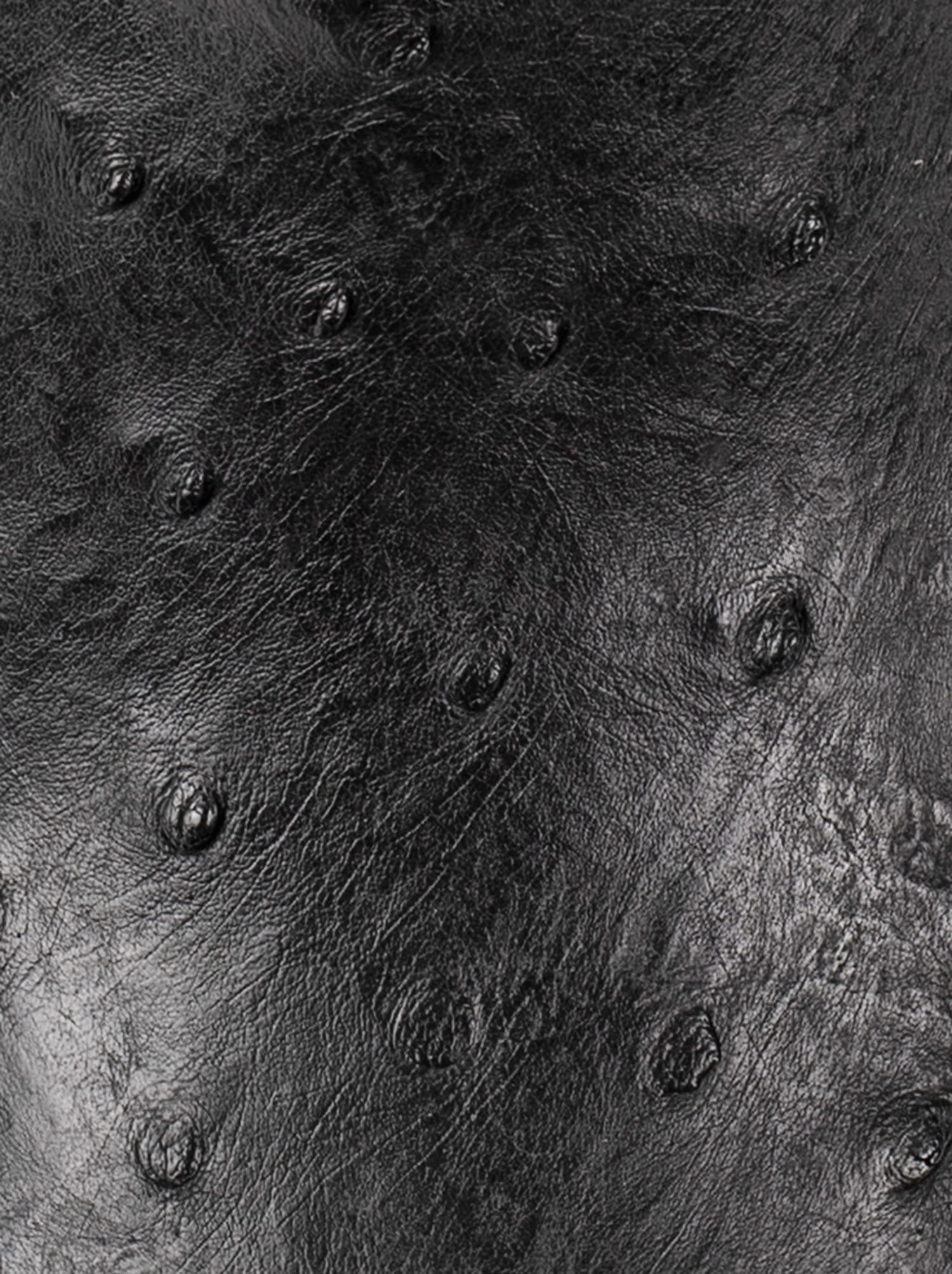 Bota Vaquera con Suela de Cuero en Piel Genuina de Avestruz Negro Estilo 1055