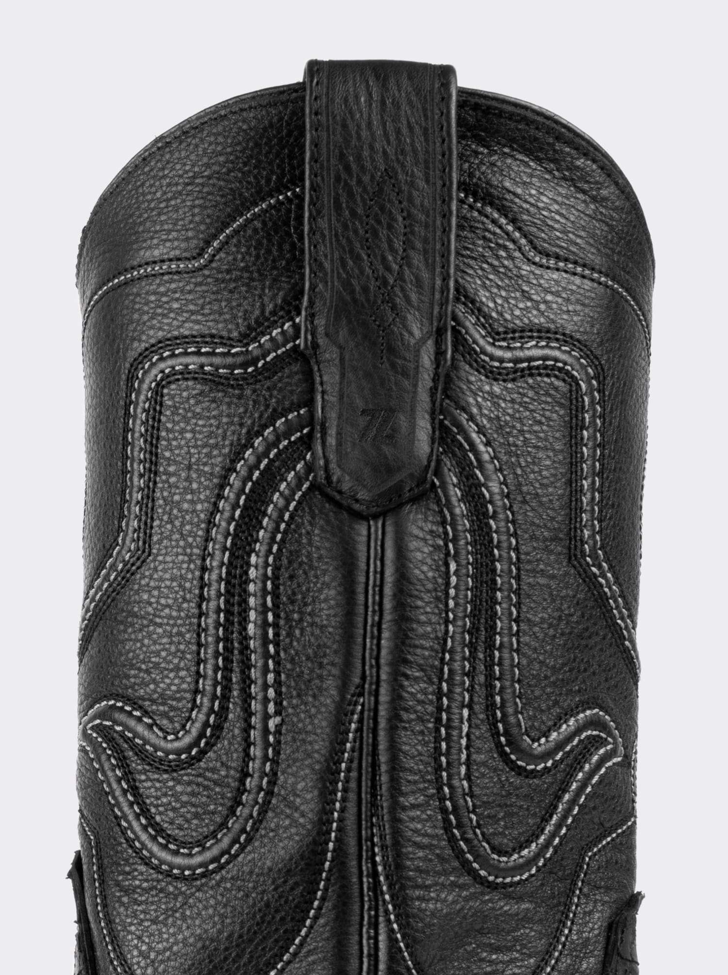 Bota Vaquera con Suela de Cuero en Piel Genuina de Pitón Nobuck Negro Estilo 1055