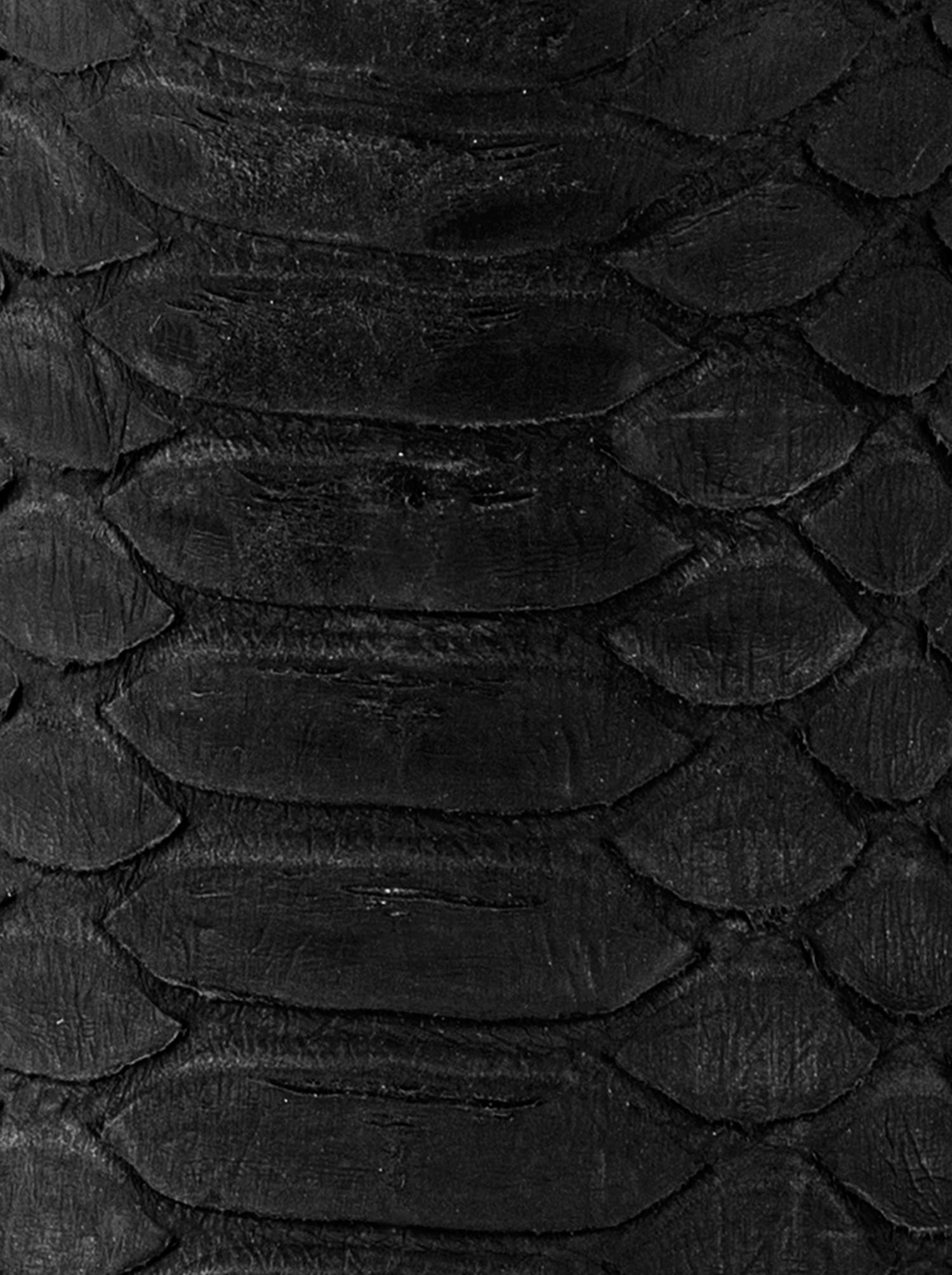 Bota Vaquera con Suela de Cuero en Piel Genuina de Pitón Nobuck Negro Estilo 1055