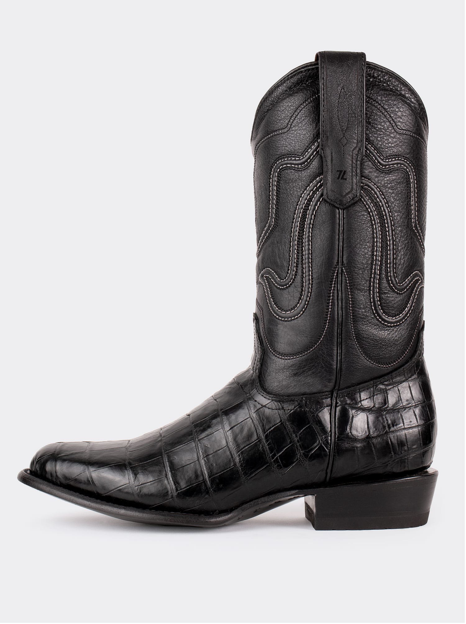 Bota Vaquera con Suela de Cuero en Piel Genuina de Moreleti Negro Estilo 1055