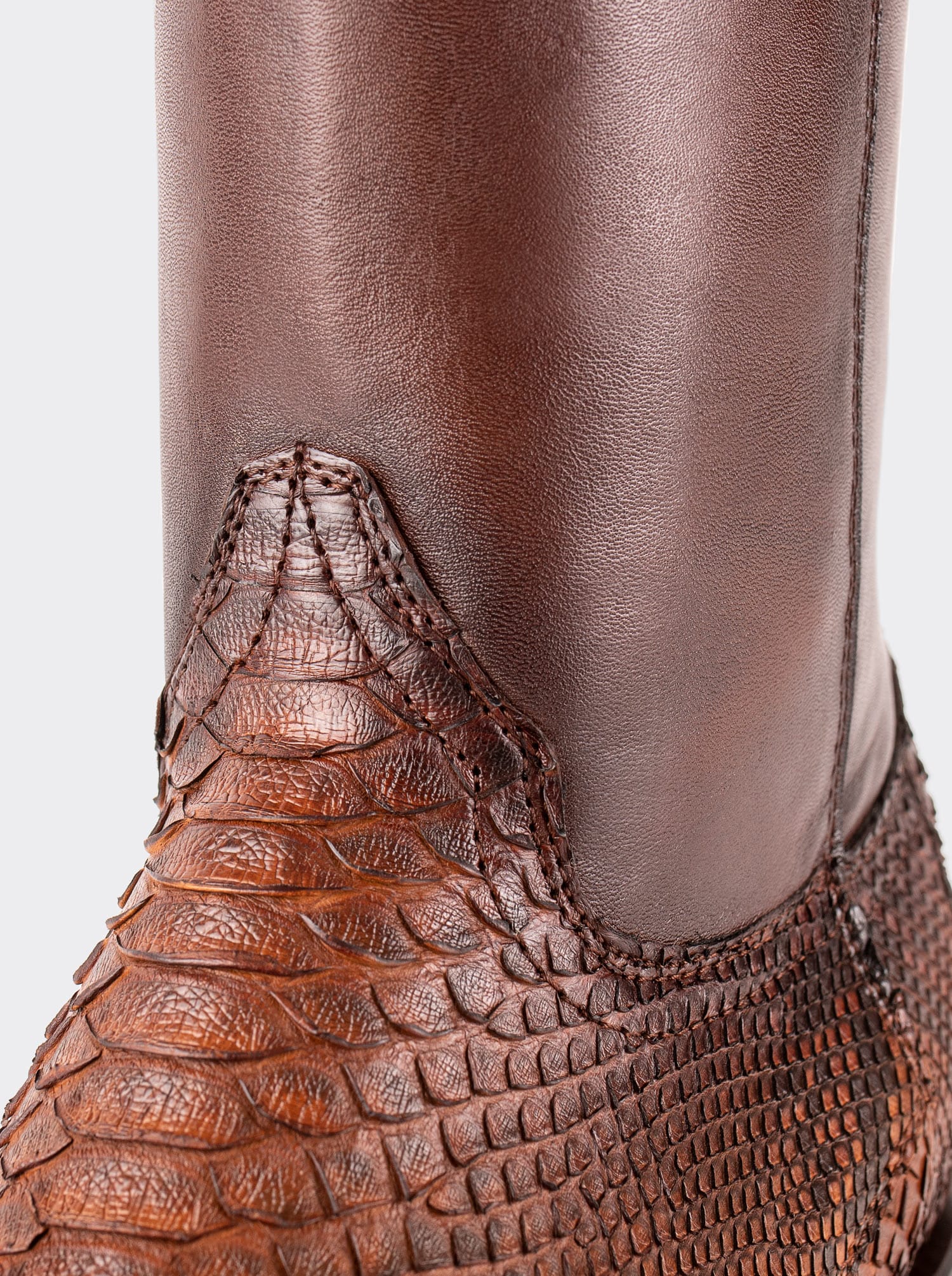 Botín Vaquero con Cierre en Piel Genuina de Pitón Color Caramel Estilo 11200