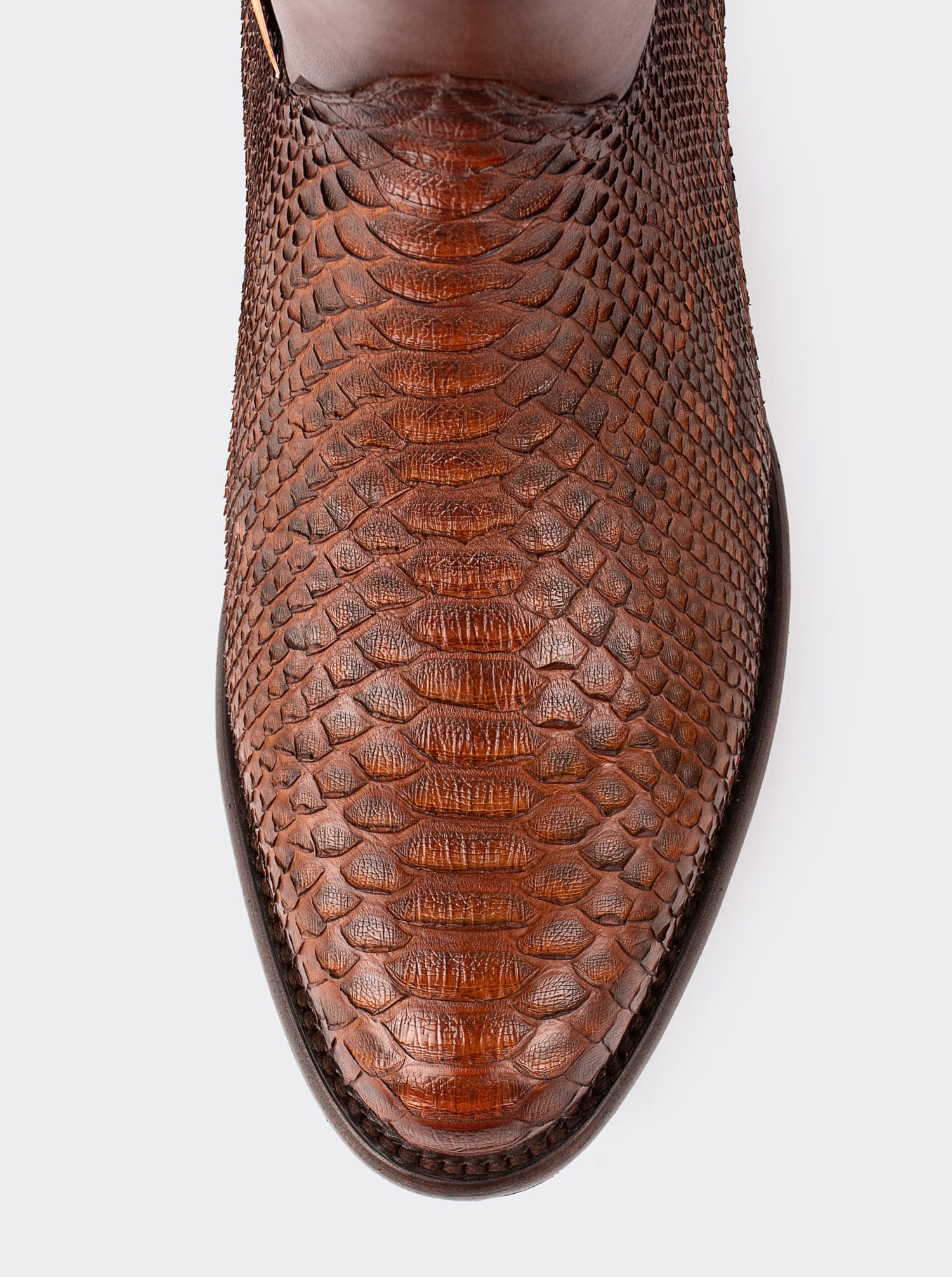 Botín Vaquero con Cierre en Piel Genuina de Pitón Color Caramel Estilo 11200