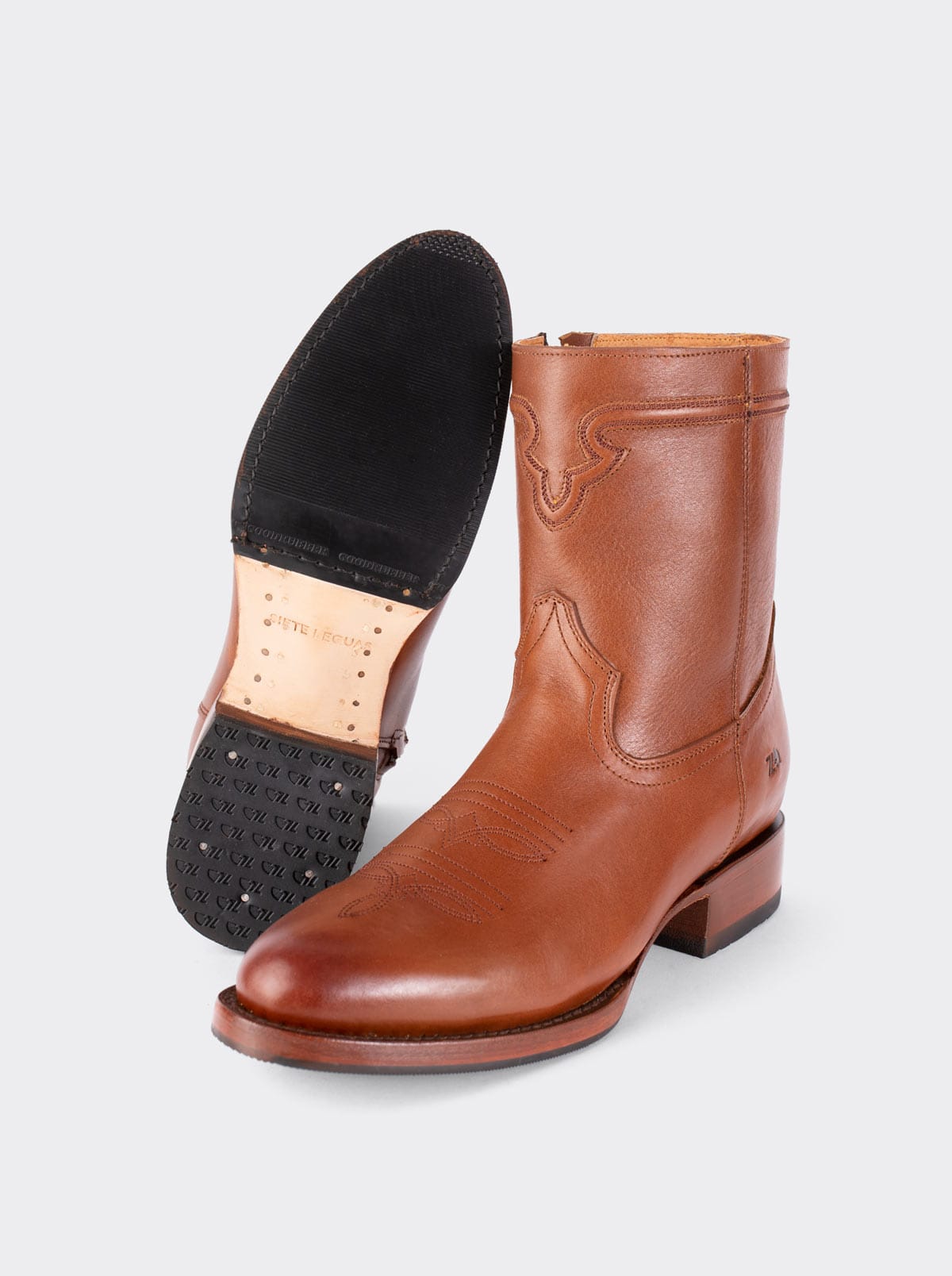 Botín Vaquero con Cierre Suela Antiderrapante Doble Vida Challenger Caoba Estilo 11400