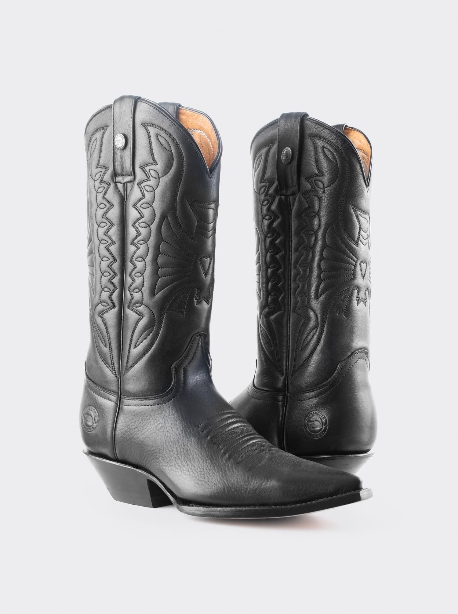 Bota Vaquera Siete Leguas Tacon Cubano Montana Negro Est. 1041