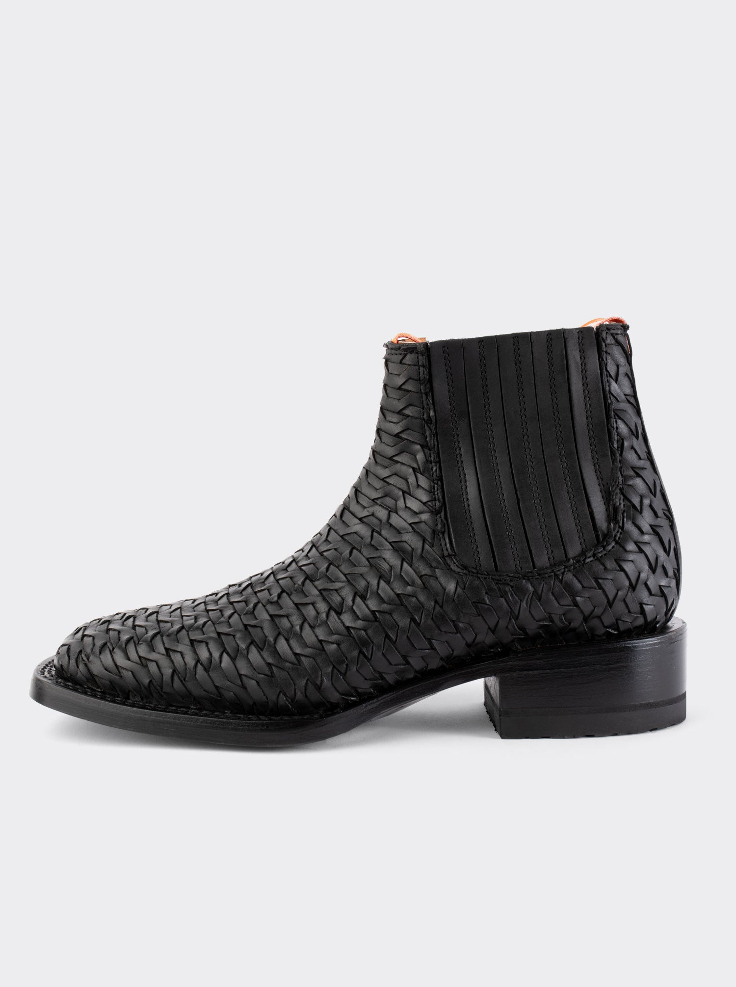 Botín Rodeo de Piel Tejida a Mano con Suela de Cuero Negro Estilo 3601