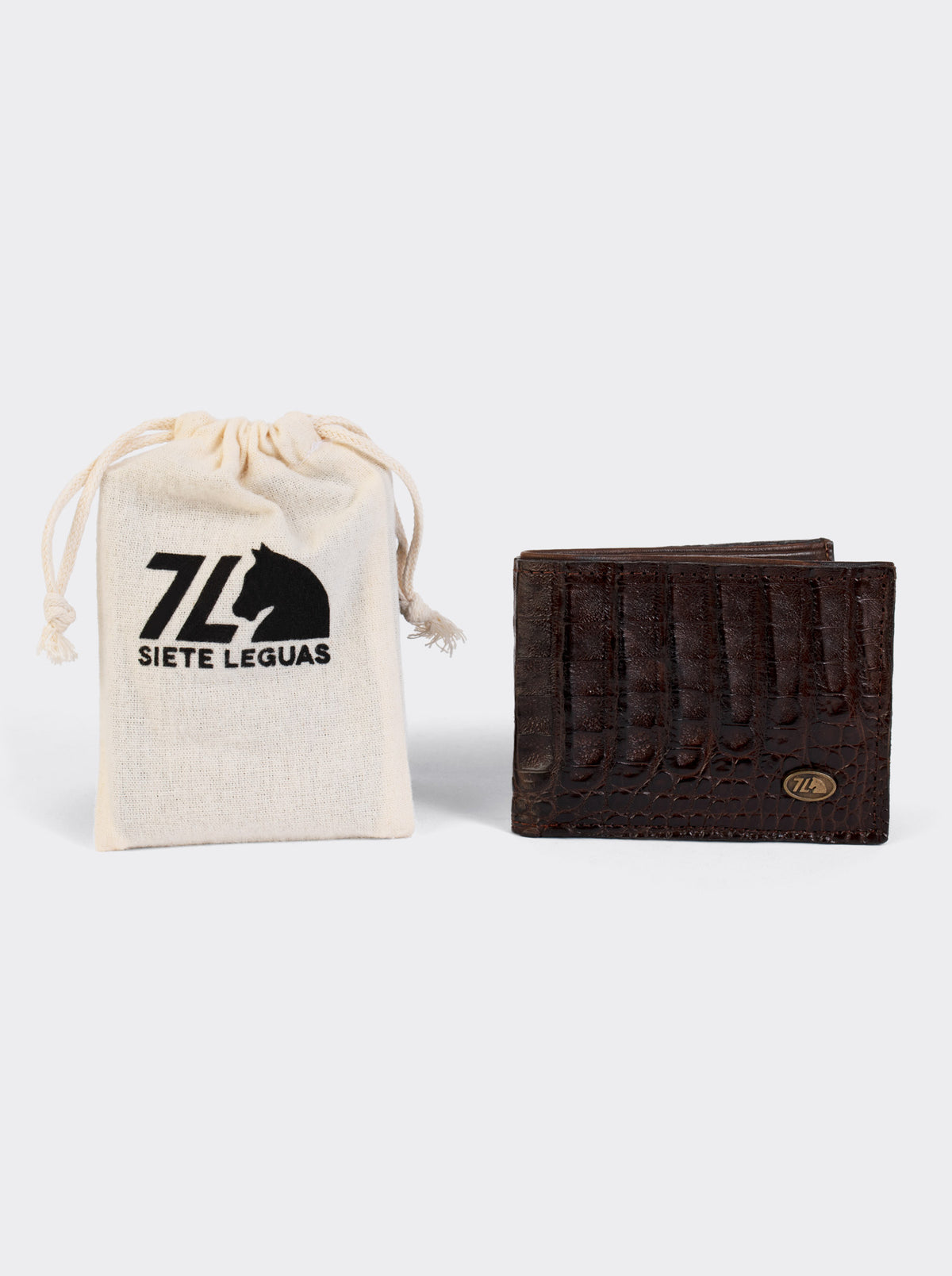 Cartera Legends de Piel Genuina de Cocodrilo Café
