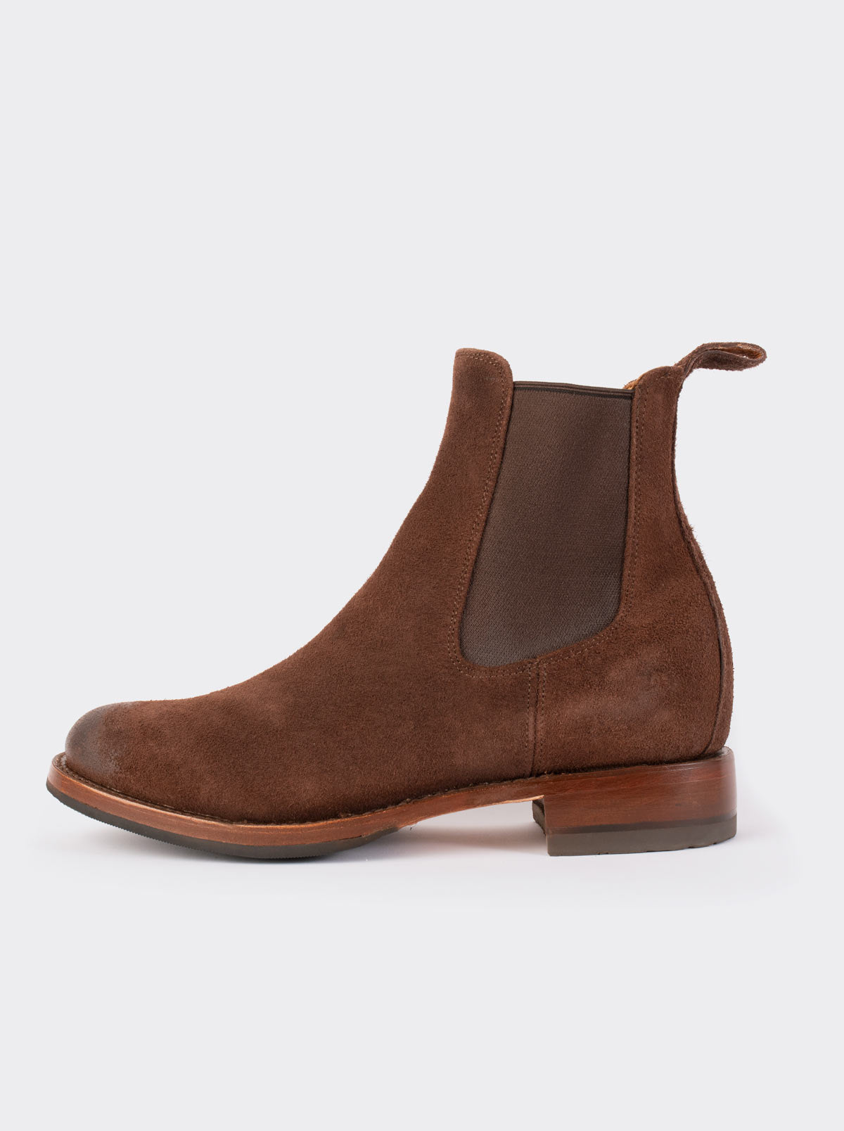 Botín Chelsea con Suela Doble Vida Antiderrapante Gamuza Chocolate Estilo 6206