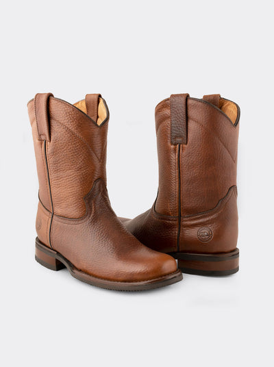 Bota Roper con Suela Antiderrapante Bull Fight Ocre Punta Semi Cuadrada Estilo 1000