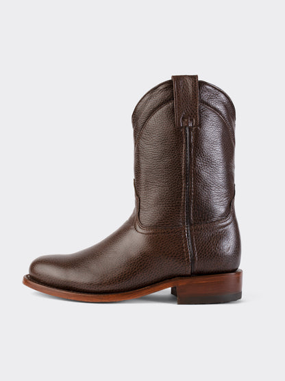 Bota Roper con Suela de Cuero Imitación Venado Batanado Café Estilo 1000