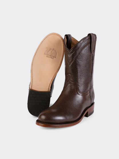 Bota Roper con Suela de Cuero Imitación Venado Batanado Café Estilo 1000