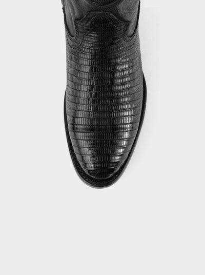 Bota Roper con Cierre y Suela de Cuero en Piel Genuina de Lizard Negro estilo 1006