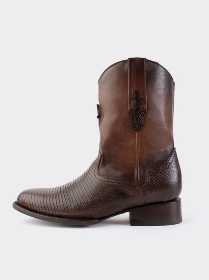 Bota Roper con Cierre y Suela de Cuero en Piel Genuina de Lizard Café estilo 1006