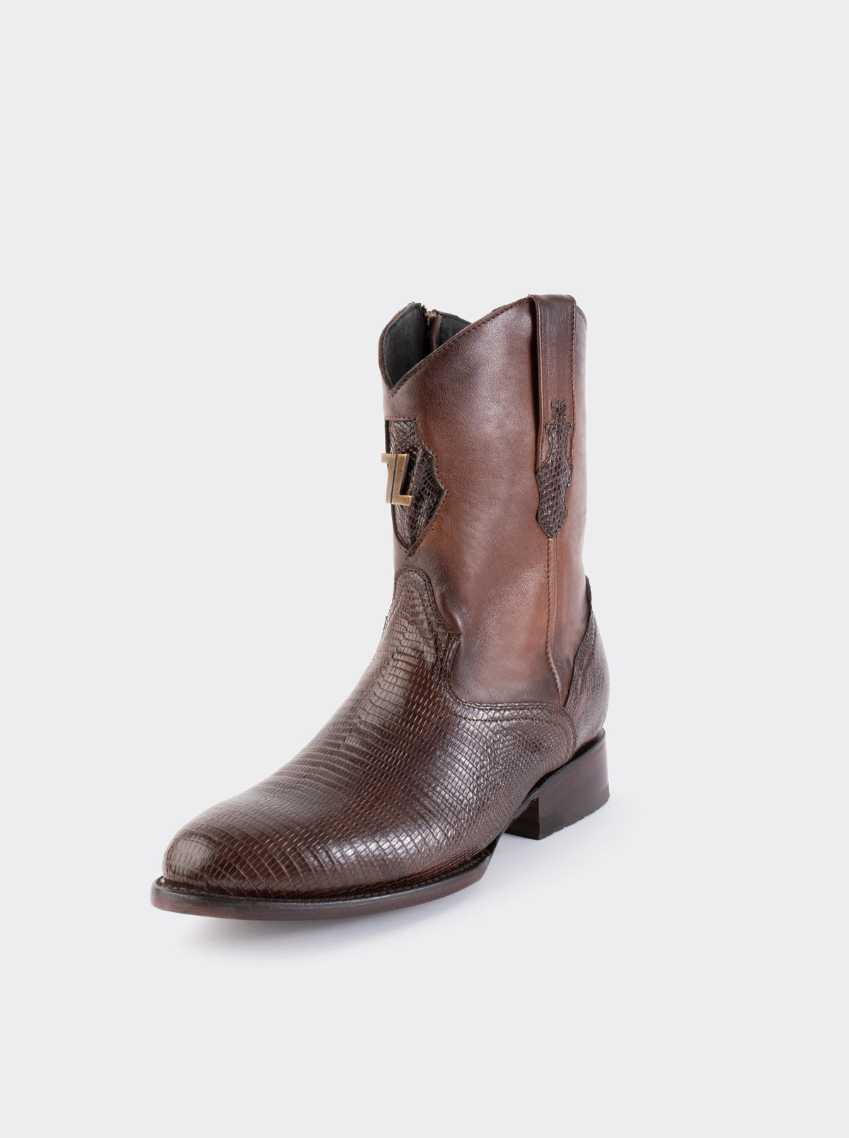 Bota Roper con Cierre y Suela de Cuero en Piel Genuina de Lizard Café estilo 1006