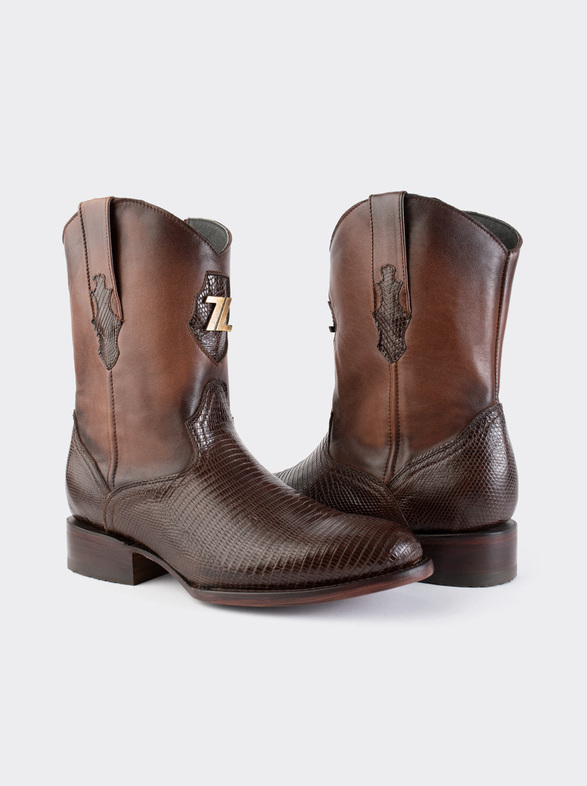 Bota Roper con Cierre y Suela de Cuero en Piel Genuina de Lizard Café estilo 1006
