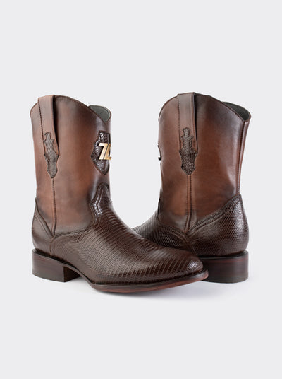 Bota Roper con Cierre y Suela de Cuero en Piel Genuina de Lizard Café estilo 1006
