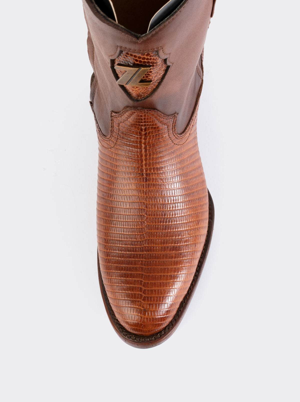 Bota Roper con Cierre y Suela de Cuero en Piel Genuina de Lizard Cognac estilo 1006