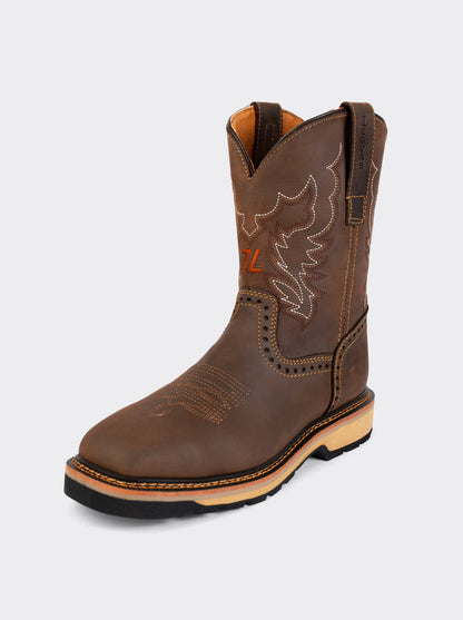 Bota Rodeo con Casco de Acero y Suela para Trabajo Crazy Café Estilo 1007