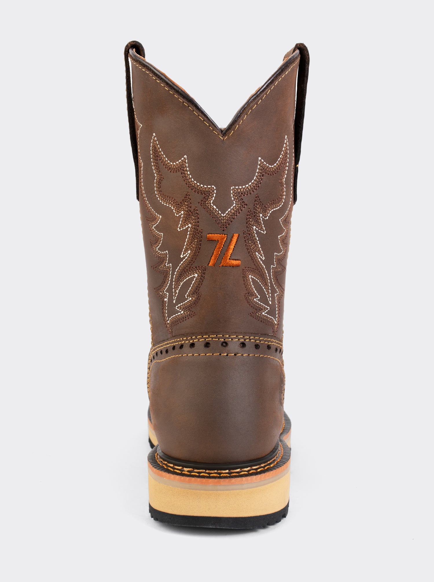 Bota Rodeo con Casco de Acero y Suela para Trabajo Crazy Café Estilo 1007