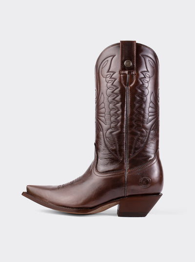 Bota Vaquera Tacón Cubano Olmeca Café Estilo 1041