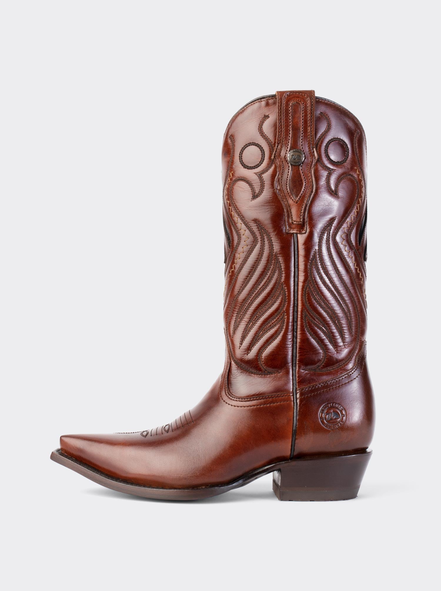 Bota Vaquera Tacón Cubano Olmeca Cognac Estilo 1049