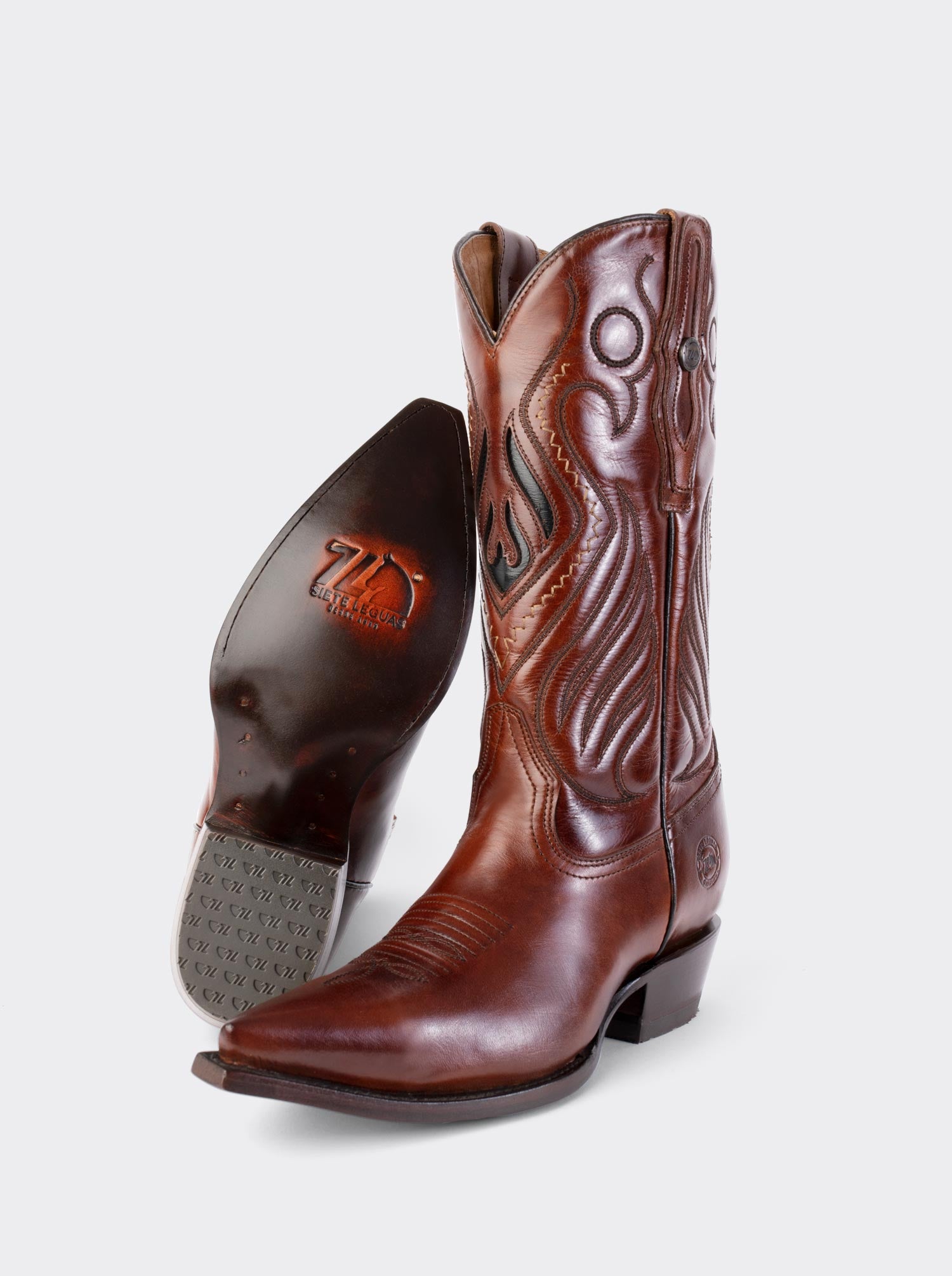 Bota Vaquera Tacón Cubano Olmeca Cognac Estilo 1049