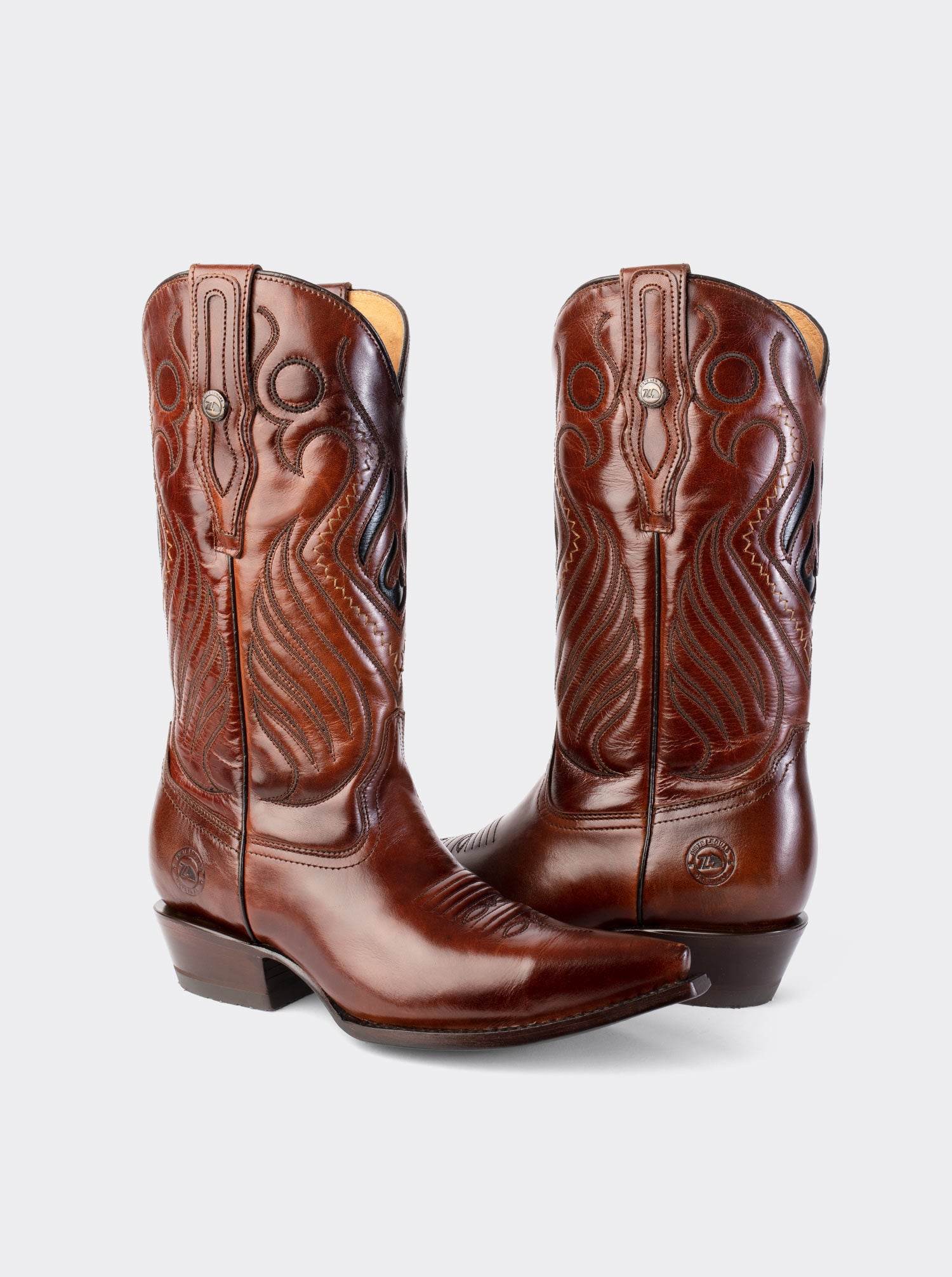 Bota Vaquera Tacón Cubano Olmeca Cognac Estilo 1049