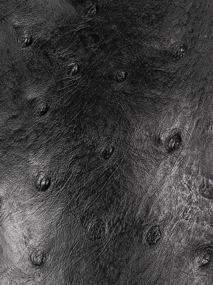 Bota Vaquera con Suela de Cuero en Piel Genuina de Avestruz Negro Estilo 1055