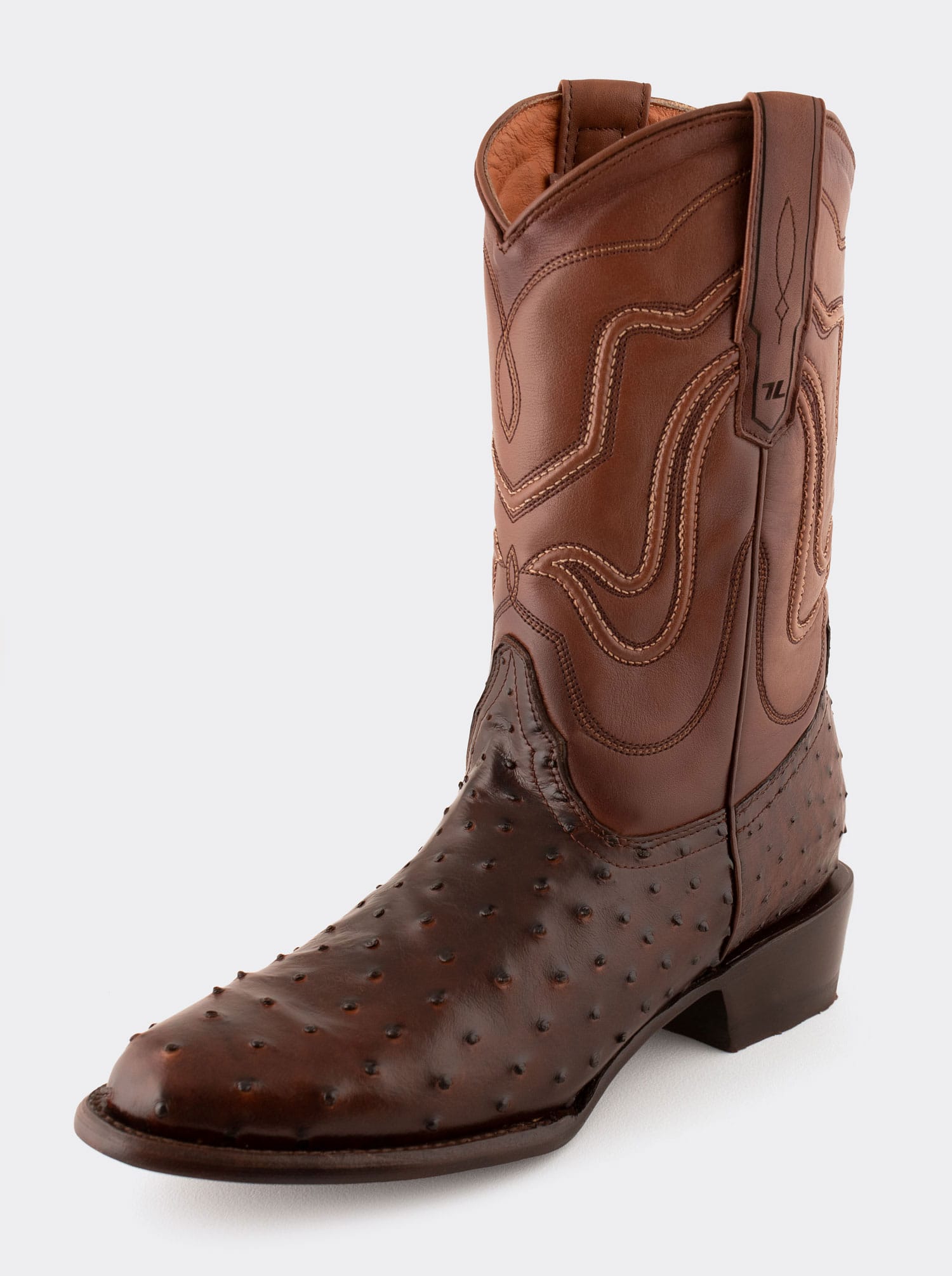 Bota Vaquera con Suela de Cuero en Piel Genuina de Avestruz Bruchatto Estilo 1055