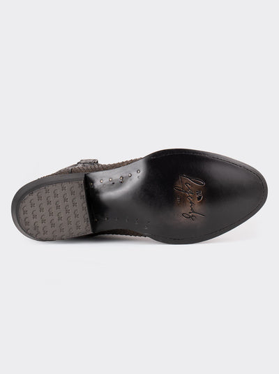 Bota Vaquera con Suela de Cuero en Piel Genuina de Pitón Taupe Estilo 1055