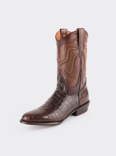 Bota Vaquera con Suela de Cuero en Piel Genuina de Moreleti Café Estilo 1055