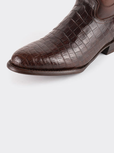 Bota Vaquera con Suela de Cuero en Piel Genuina de Moreleti Café Estilo 1055