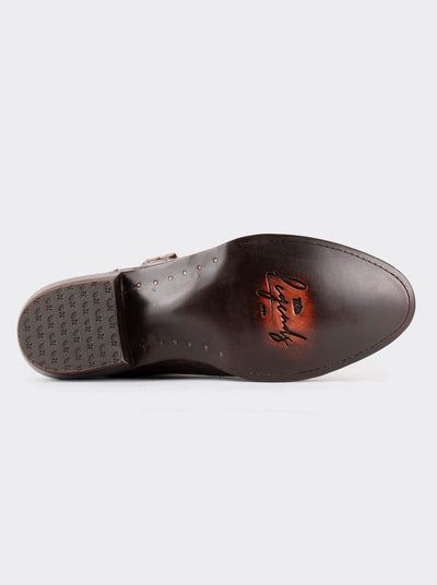 Bota Vaquera con Suela de Cuero en Piel Genuina de Moreleti Café Estilo 1055