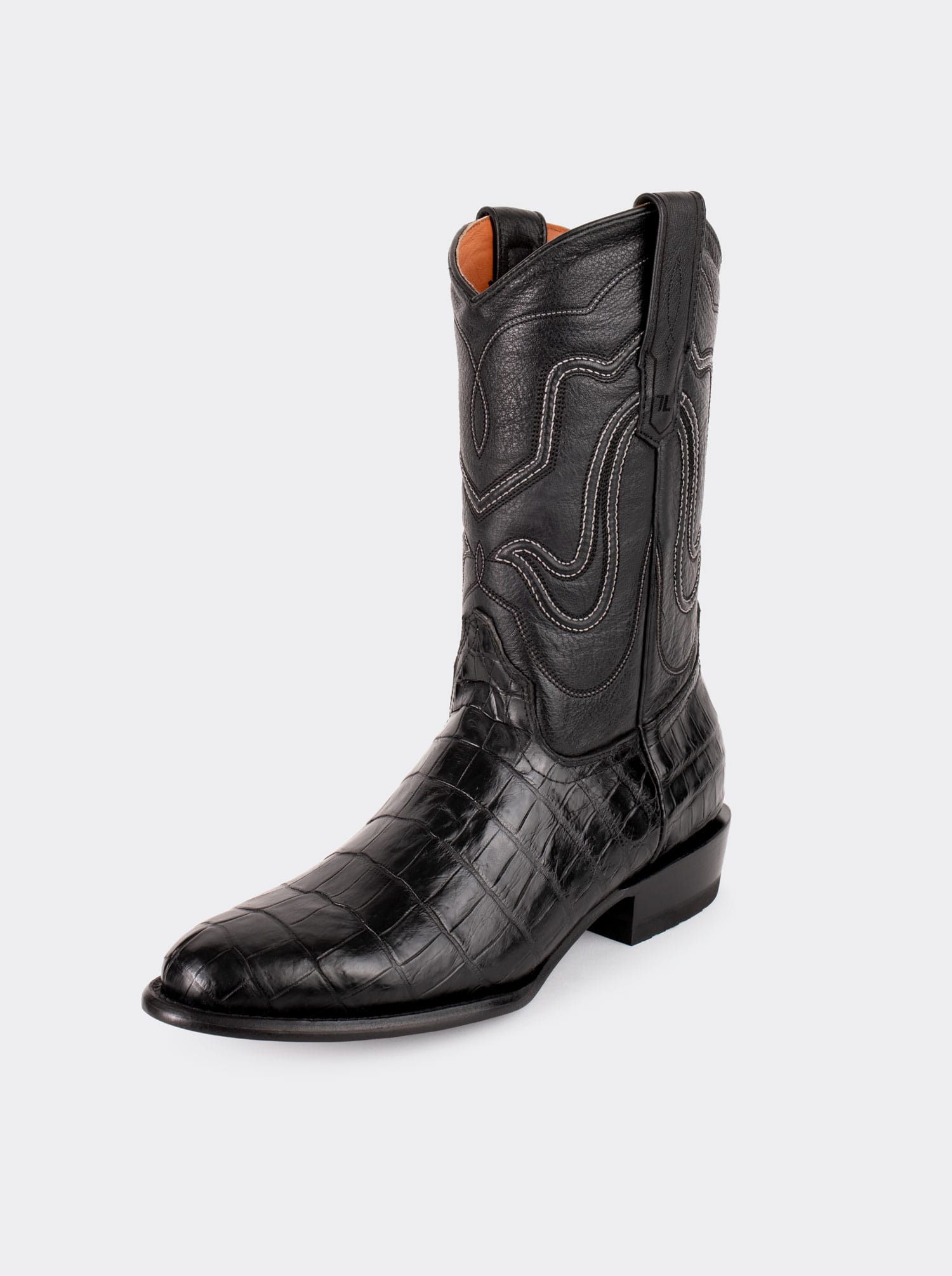 Bota Vaquera con Suela de Cuero en Piel Genuina de Moreleti Negro Estilo 1055