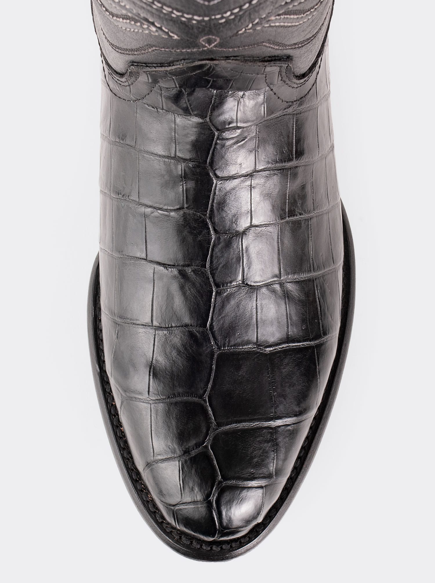 Bota Vaquera con Suela de Cuero en Piel Genuina de Moreleti Negro Estilo 1055