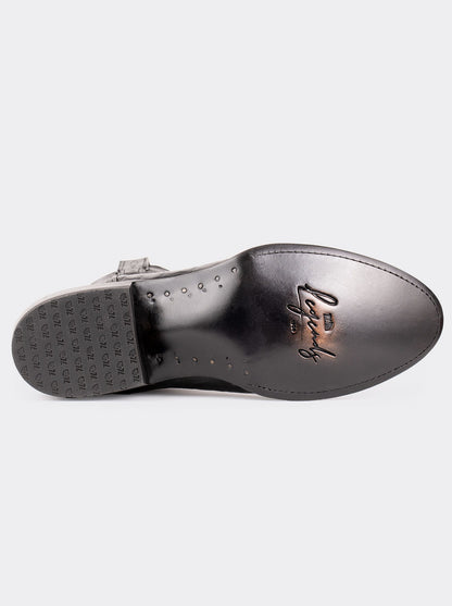 Bota Vaquera con Suela de Cuero en Piel Genuina de Moreleti Negro Estilo 1055