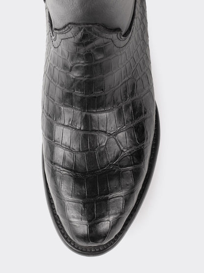 Botín Vaquero con Cierre en Piel Genuina de Moreleti Color Negro Estilo 11200