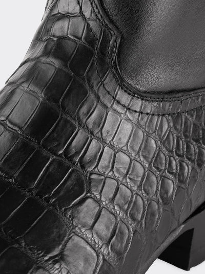 Botín Vaquero con Cierre en Piel Genuina de Moreleti Color Negro Estilo 11200