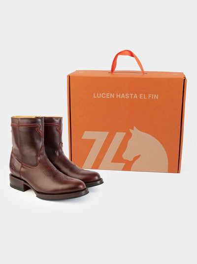 Botín Vaquero con Cierre Suela Antiderrapante Doble Vida Olmeca Cognac Estilo 11400