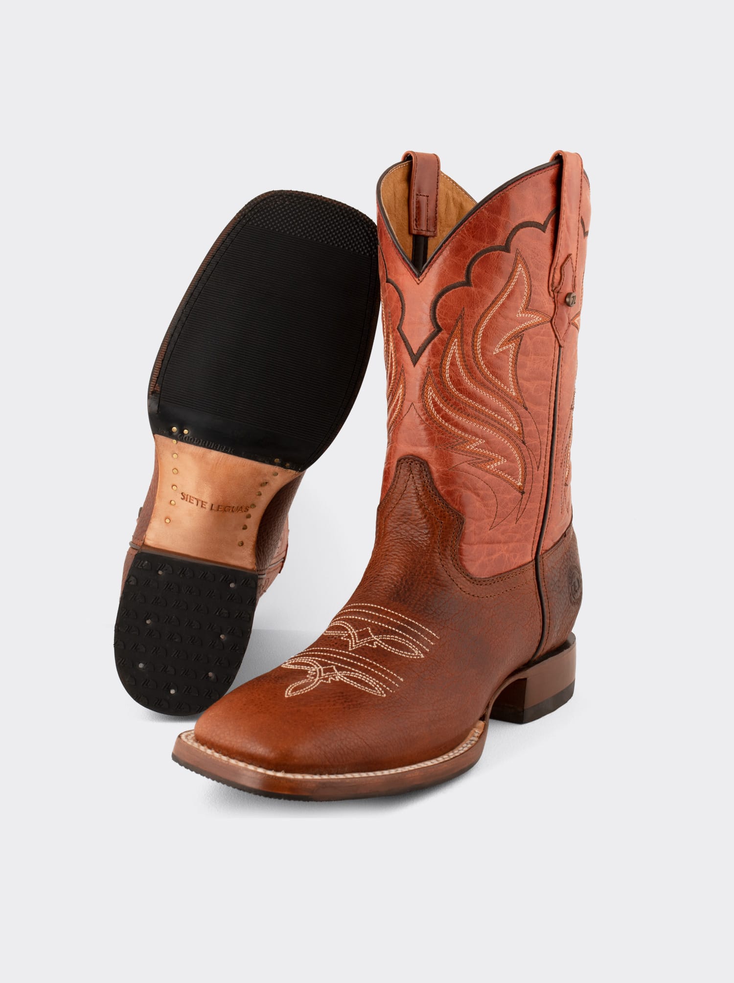 Bota Rodeo con Suela Antiderrapante Bisonte Americano Whiskey Estilo 1553
