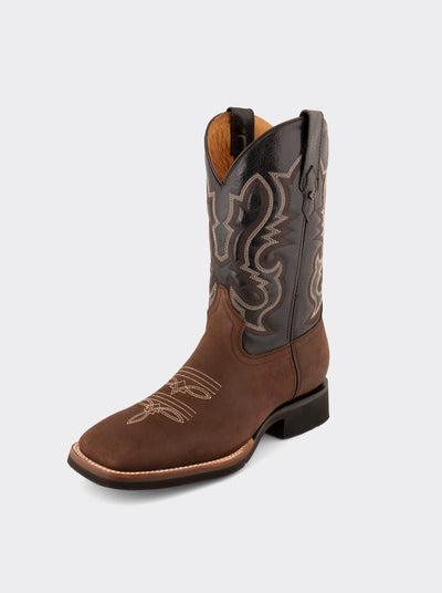 Bota Rodeo con Suela Ligera para Trabajo Crazy Café Estilo 1555