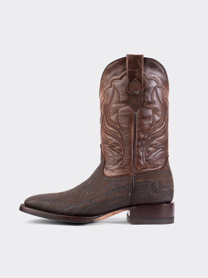 Bota Rodeo con Suela Antiderrapante Cuello de Toro Pulido Zafiro Café Estilo 1558