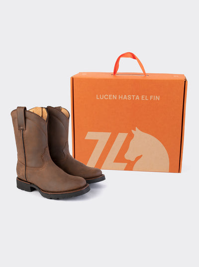 Bota Roper con Cierre y Suela de Trabajo Crazy Café Estilo 1677
