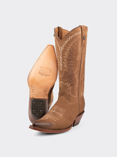 Bota Vaquera Tacón Cubano Nobuck Terracota Estilo 1748