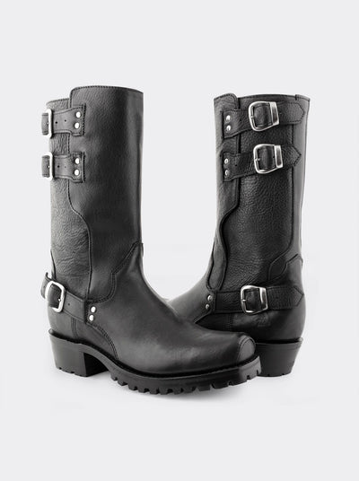 Bota Biker Suela Track Montana Negro Estilo 1805