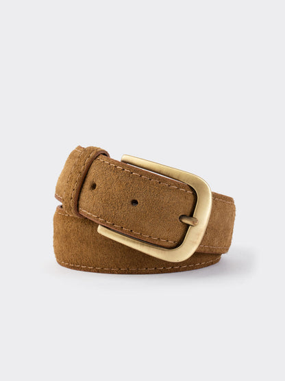 Cinturón Fino de Piel Suave para Vestir Gamuza Ginger Estilo 20