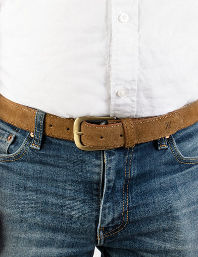 Cinturón Fino de Piel Suave para Vestir Gamuza Ginger Estilo 20