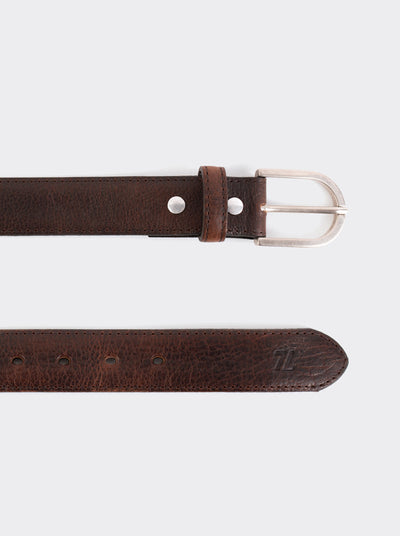 Cinturón Fino Suave de Piel de Bisonte Dark Brown Estilo 21